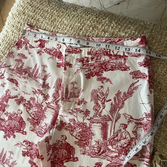 - - - Vintage Delft print trousers, red and white, size 8 cotton with span… - Picture 5 of 10